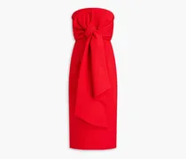 Andie strapless bow-embellished cloqué midi dress - Red