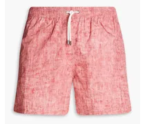Mid-length printed shell swim shorts - Orange