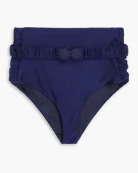 Johanna Ortiz Zaire belted ruched high-rise bikini briefs - Blue Blue