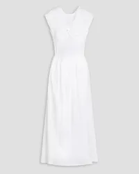 TOVE Lottie twist-front smocked cotton-poplin midi dress - White White