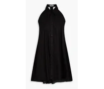 Laser-cut stretch-cotton poplin mini shirt dress - Black