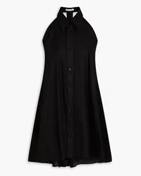 Philosophy Di Lorenzo Serafini Laser-cut stretch-cotton poplin mini shirt dress - Black Black