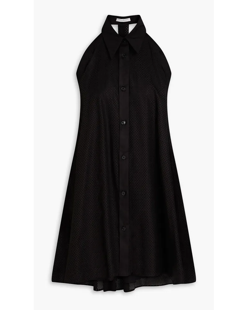 Philosophy Di Lorenzo Serafini Laser-cut stretch-cotton poplin mini shirt dress - Black Black