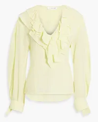 Victoria Beckham Ruffled silk-crepe blouse - Yellow Yellow