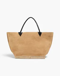 Altuzarra Raffia-trimmed suede tote - Neutral Neutral