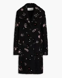 Valentino Garavani Embellished brushed-felt coat - Black Black