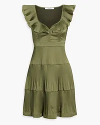 Derek Lam Persis ruffled pleated satin-crepe mini dress - Green Green