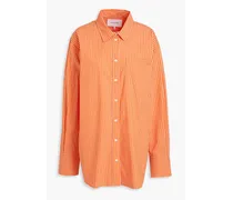 Striped cotton-blend poplin shirt - Orange