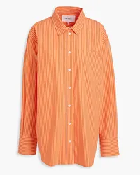 Frame Denim Oversized striped cotton-blend poplin shirt - Orange Orange