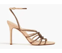 Aneesha crystal-embellished twisted suede sandals - Metallic