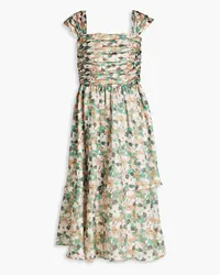 Mikael Aghal Tiered fil coupé midi dress - Green Green