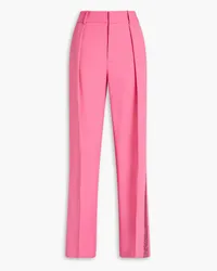 Area Crystal-embellished pleated wool-blend straight-leg pants - Pink Pink