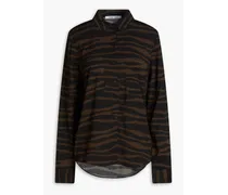 Zebra-print ECOVERO-blend shirt - Brown