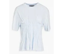 Pintucked cotton-jersey T-shirt - Blue