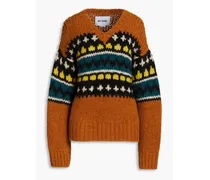 Intarsia-knit alpaca-blend sweater - Brown