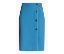 Topstitched twill skirt - Blue