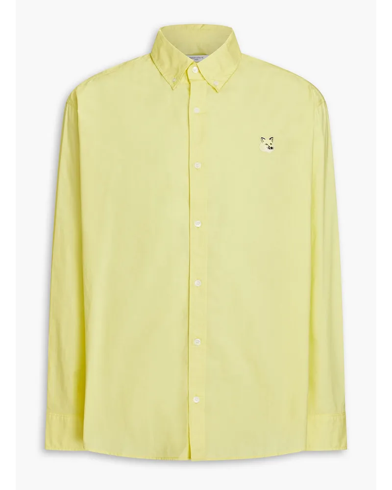 Kitsuné Appliquéd cotton-poplin shirt - Yellow Yellow