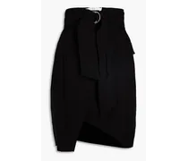 Lodi asymmetric TENCEL™ and linen-blend crepe wrap skirt - Black