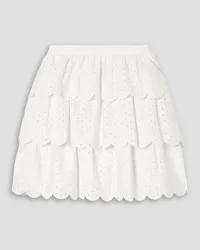 Jason Wu Scalloped tiered broderie anglaise cotton-blend mini skirt - White White