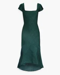 THEIA Rae cloqué-jacquard midi dress - Green Green