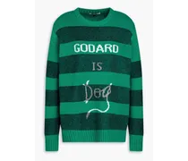 Coated intarsia merino wool-blend sweater - Green