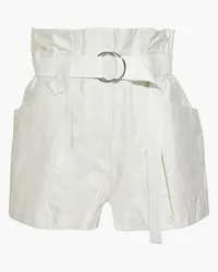 IRO Bordina belted pleated cotton-twill shorts - White White