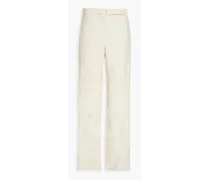 Metallic silk-blend chenille-jacquard wide-leg pants - White