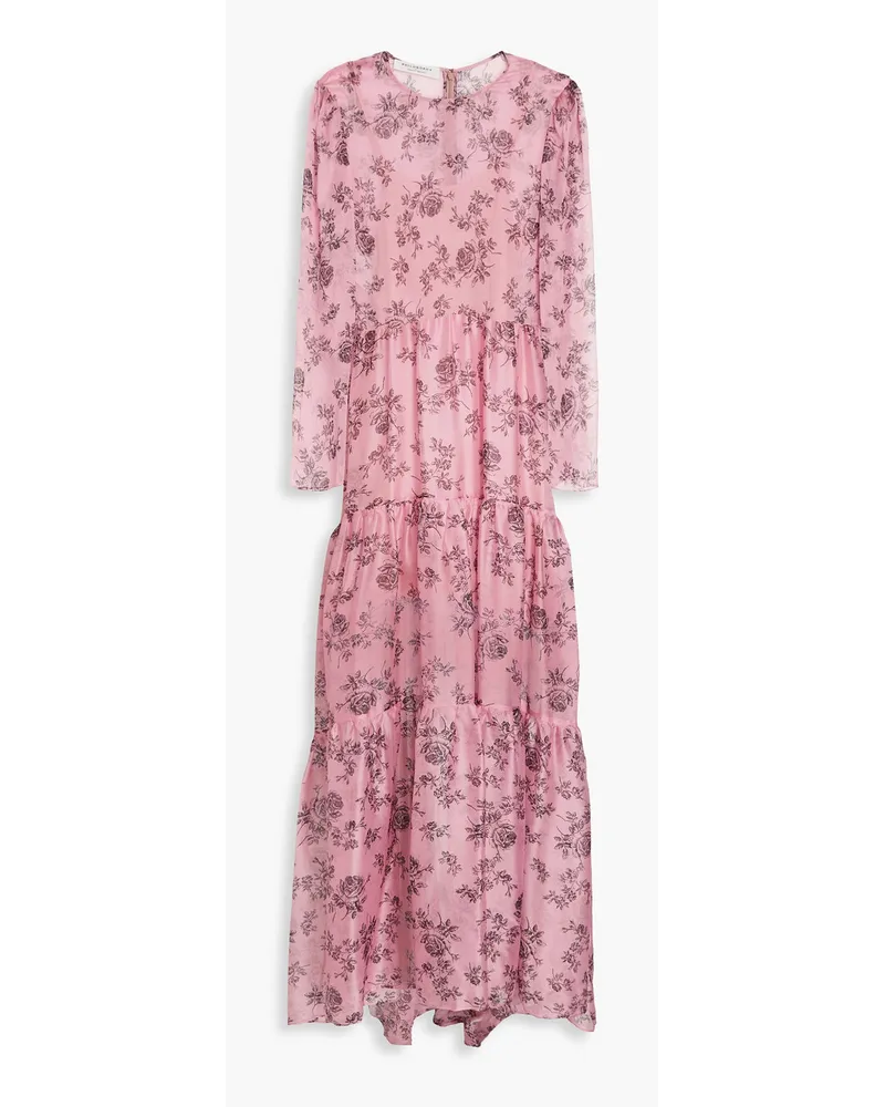 Philosophy Di Lorenzo Serafini Tiered floral-print silk-habotai maxi dress - Pink Pink