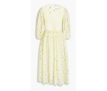 Two-tone lace midi dress - Yellow