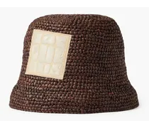 Ficiu embroidered raffia bucket hat - Brown