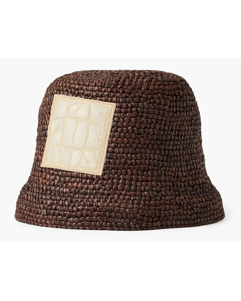 Jacquemus Ficiu embroidered raffia bucket hat - Brown Brown