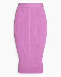 Hervé Léger Ribbed-knit midi skirt - Purple Purple