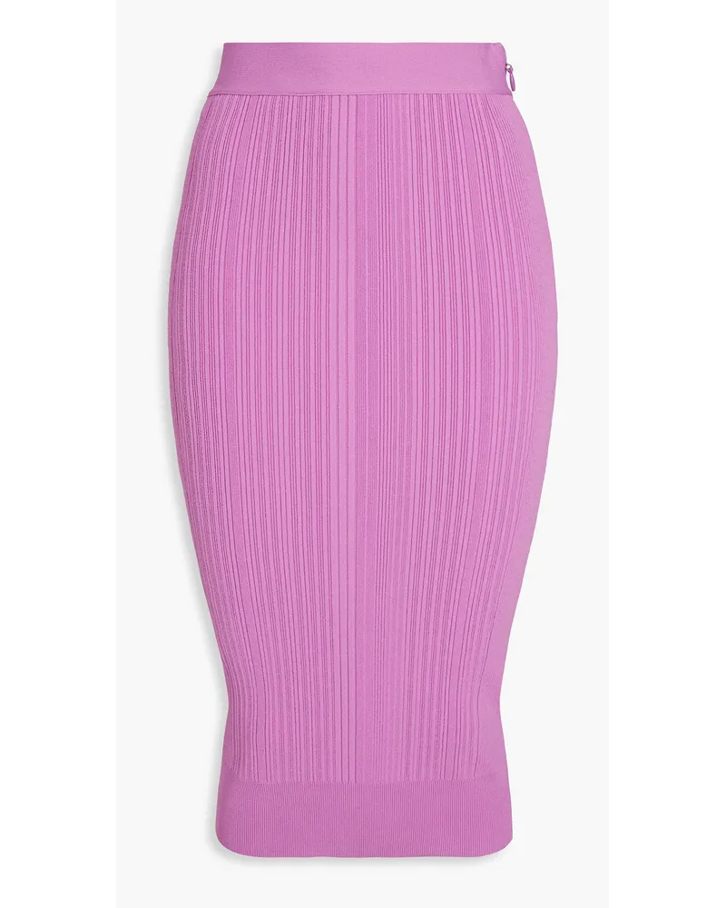Hervé Léger Ribbed-knit midi skirt - Purple Purple