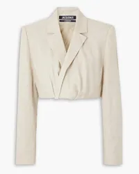 Jacquemus Bahia cropped twisted woven blazer - Neutral Neutral