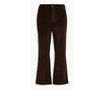 Cotton-blend corduroy bootcut pants - Brown
