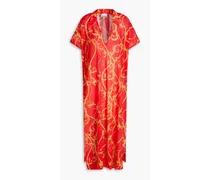 Printed cotton-voile coverup - Red