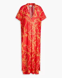 Ganni Printed cotton-voile coverup - Red Red