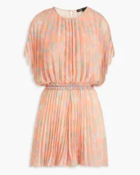 Maje Pleated printed crepe playsuit - Orange Orange