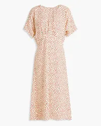 Victoria Beckham Pleated polka-dot stretch-crepe midi dress - Neutral Neutral