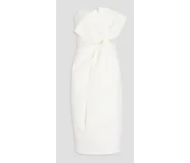 Strapless bow-detailed scuba dress - White