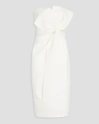 Badgley Mischka Strapless bow-detailed scuba dress - White White