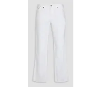 Embroidered linen pants - White