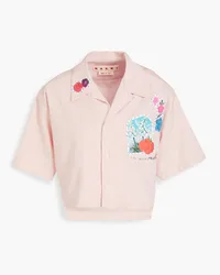 Marni Embroidered floral-print cotton-poplin shirt - Pink Pink