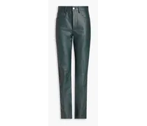 Leather slim-leg pants - Gray