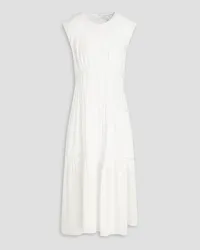 Frame Denim Lace-trimmed linen-blend seersucker midi dress - White White