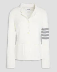 Thom Browne Striped waffle-knit wool-blend blazer - White White