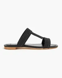 TOD'S Double T glittered leather sandals - Black Black