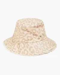 Zimmermann Frayed leopard-print linen bucket hat - Animal print Animal