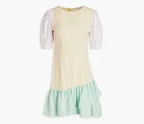 Soffi color-block cotton-jacquard mini dress - Yellow