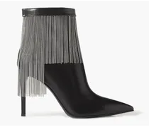 Mercy fringed leather ankle boots - Black